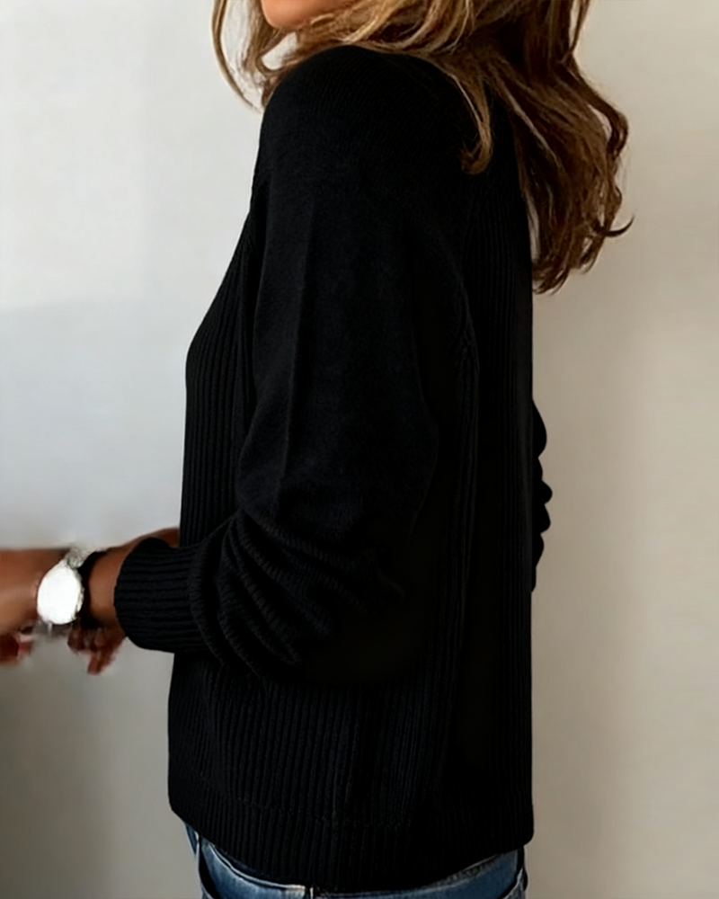 Pull Élégant Bouton Manche Raglan