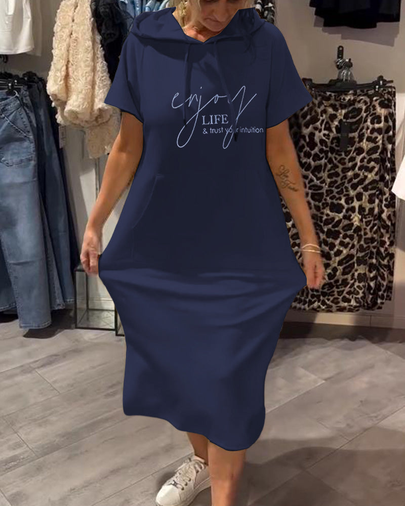 Robe À Capuche Décontractée Cordon