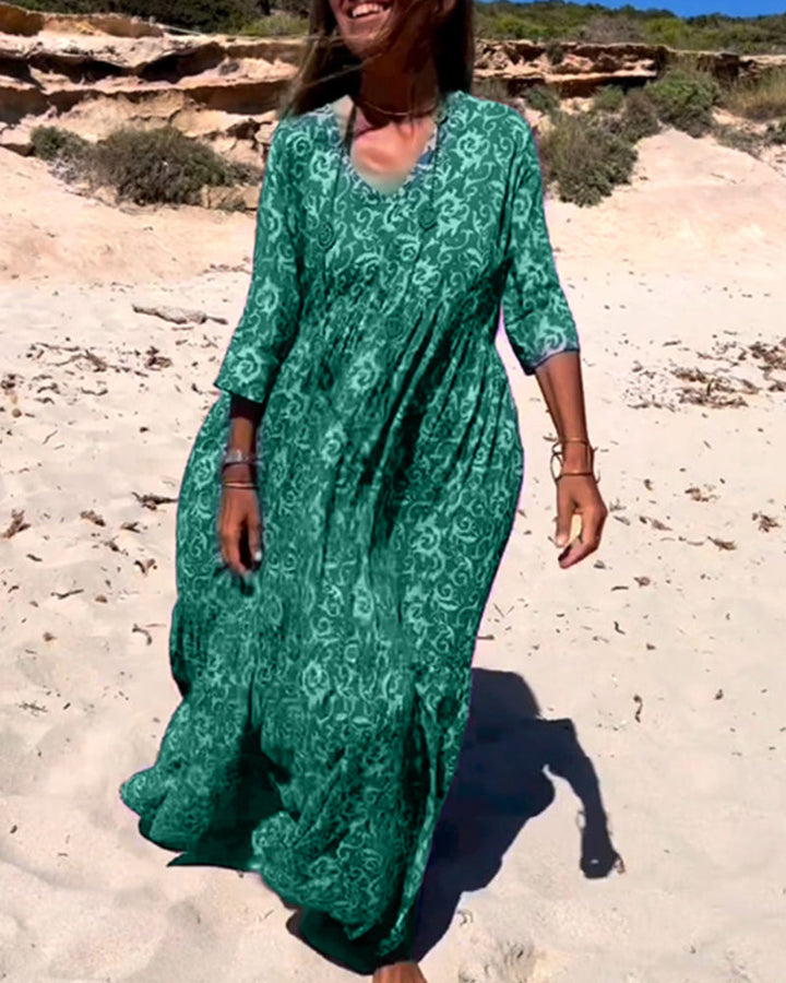 Robe imprimée ample à manches 3/4