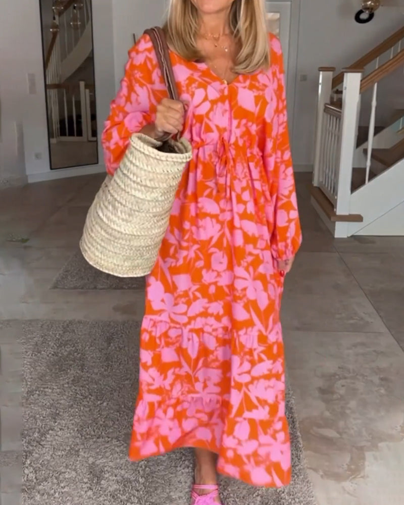 Robe à manches longues et imprimé floral