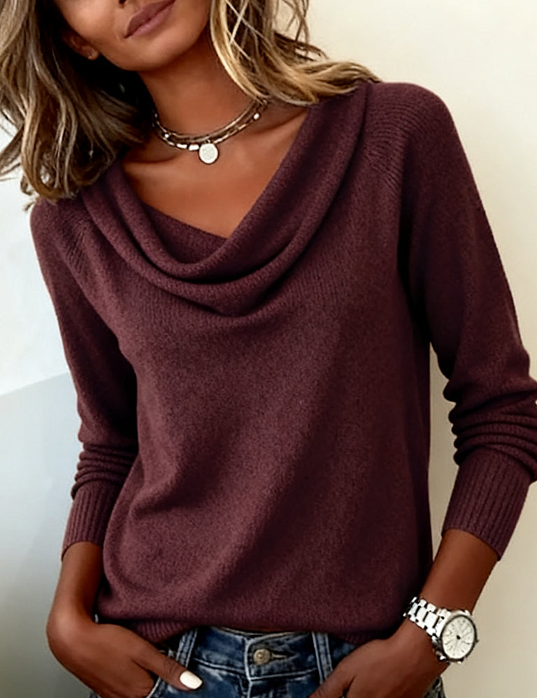 Pull Tendance À Manches Longues Avec Col En Fourrure