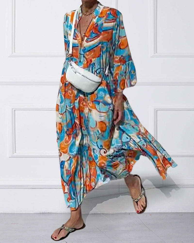 Robe à manches volantées et col en V