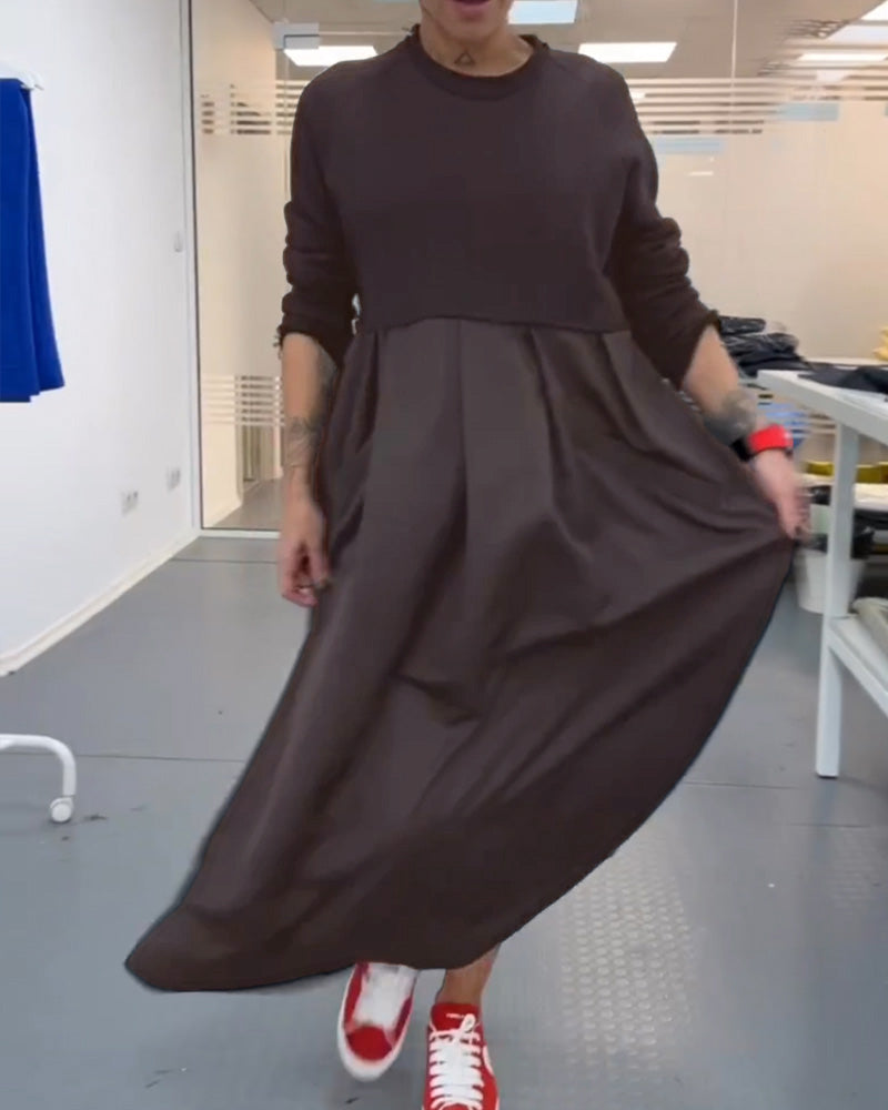 Robe longue décontractée de couleur unie