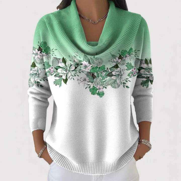 Sweter w kwiaty z kołnierzem