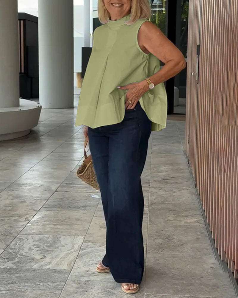 Blouse Sans Manches Unie Simple