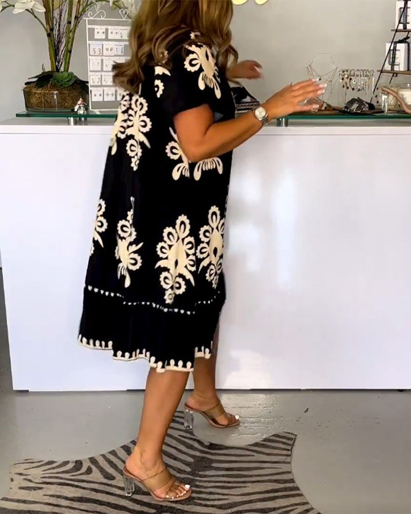 Robe imprimée à col rond