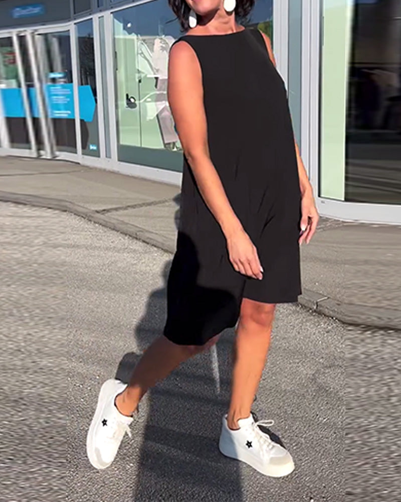Jednolita sukienka typu shift bez rękawów
