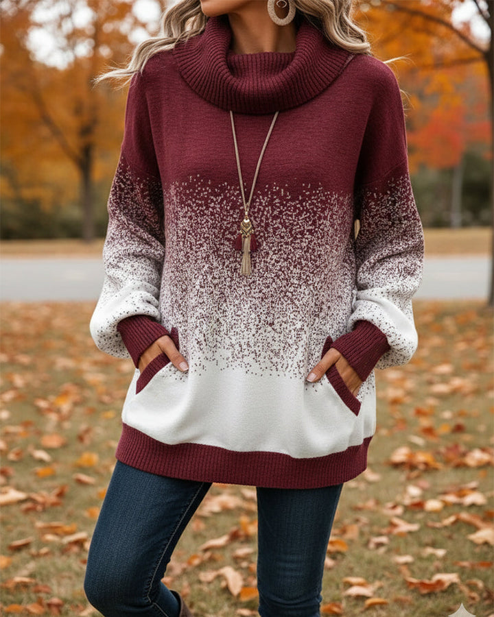Sweter z golfem z efektem ombre