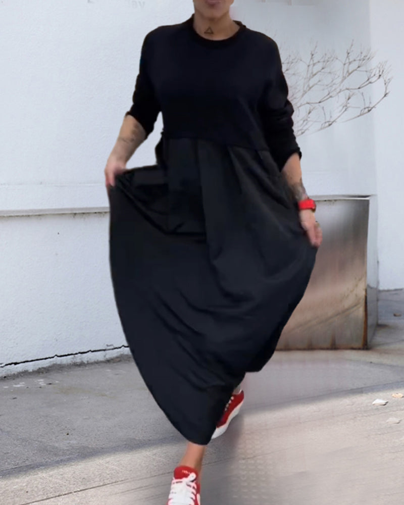 Robe longue décontractée de couleur unie