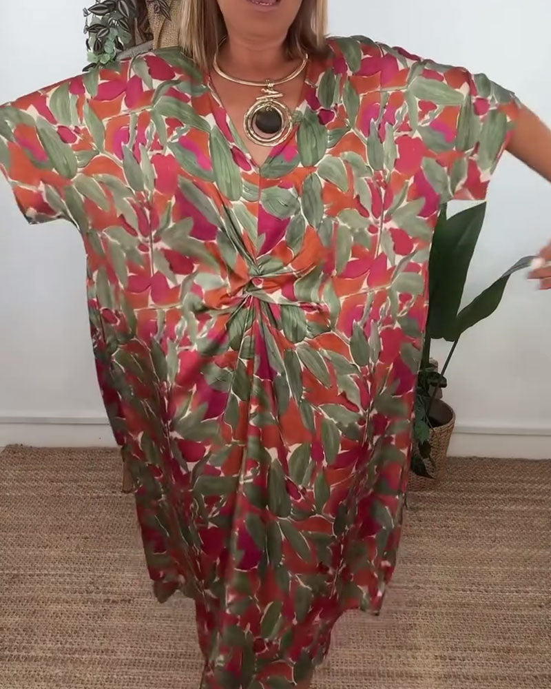 Robe À Col En V Avec Imprimé Torsadé