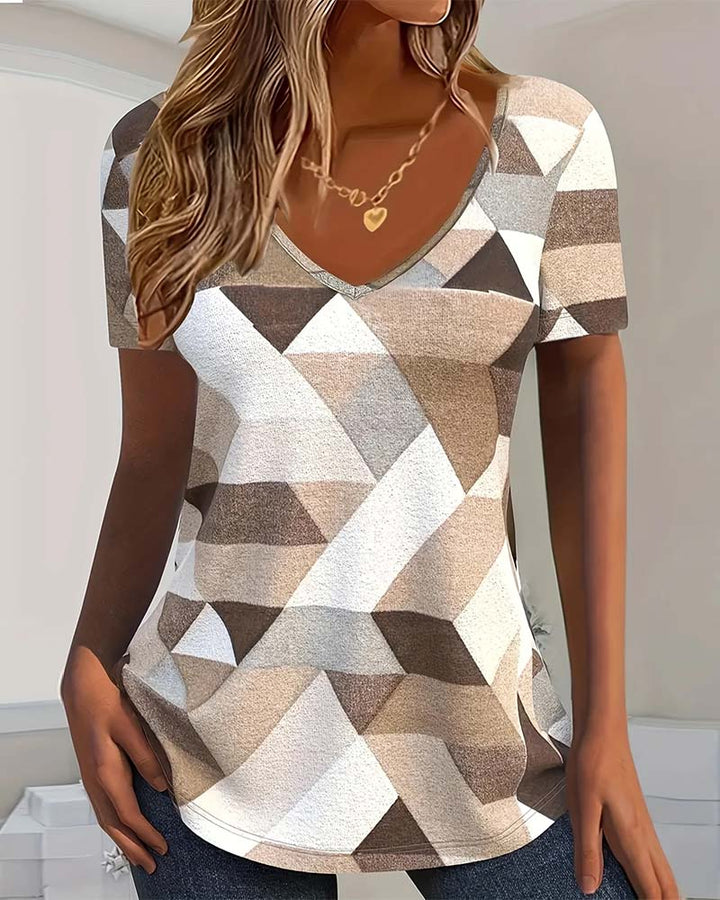 Koszulka z okrągłym dekoltem w stylu casual color-block