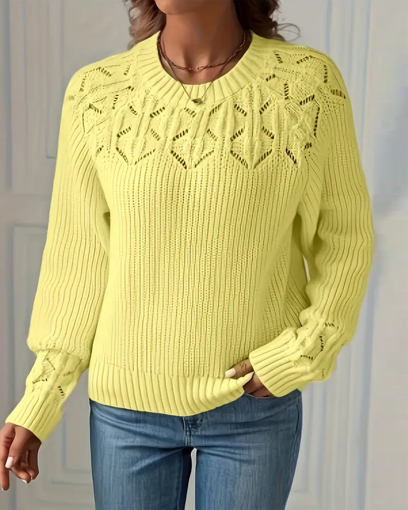 Pull Col Rond Manches Longues Ajouré