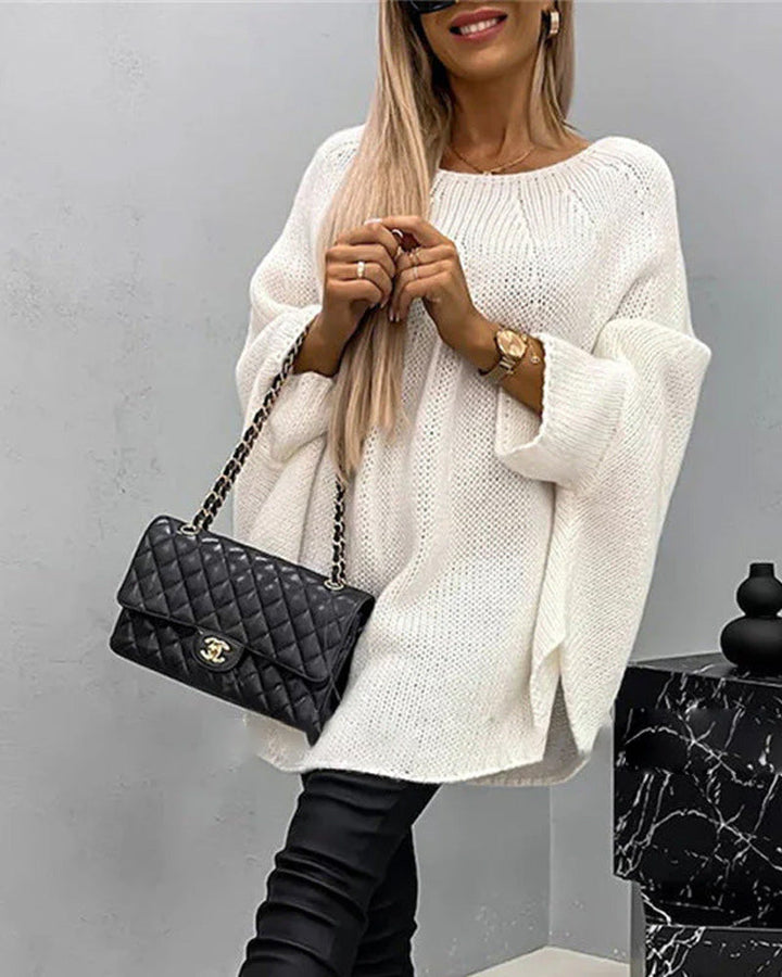Elegancki damski sweter typu peleryna z dzianiny