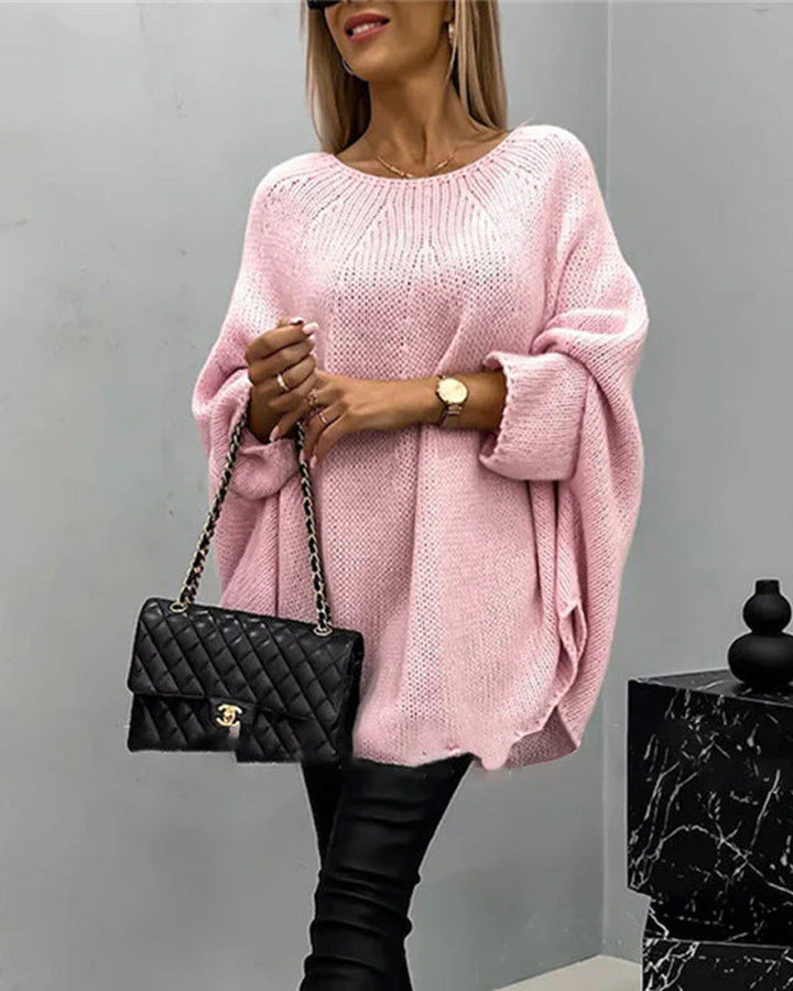 Elegancki damski sweter typu peleryna z dzianiny