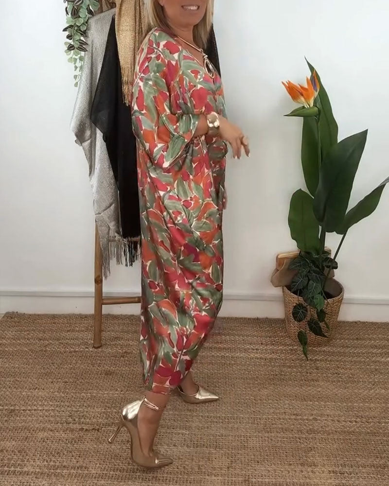 Robe À Col En V Avec Imprimé Torsadé
