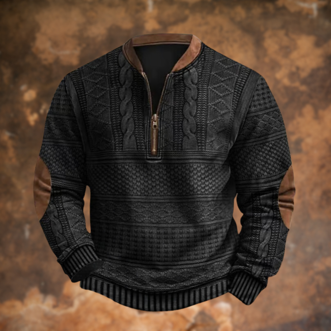 Anton – męski sweter z półzamkiem i stylowymi detalami