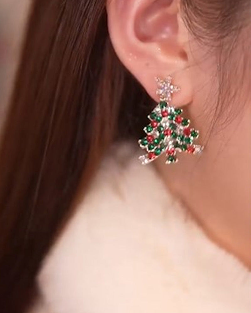 Boucles d'oreilles à tige en forme de sapin de noël