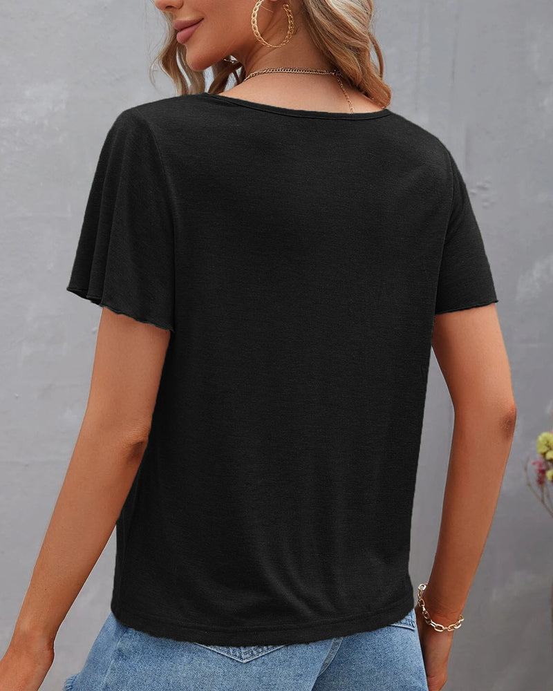 T-shirt z wycięciami w jednolitym kolorze