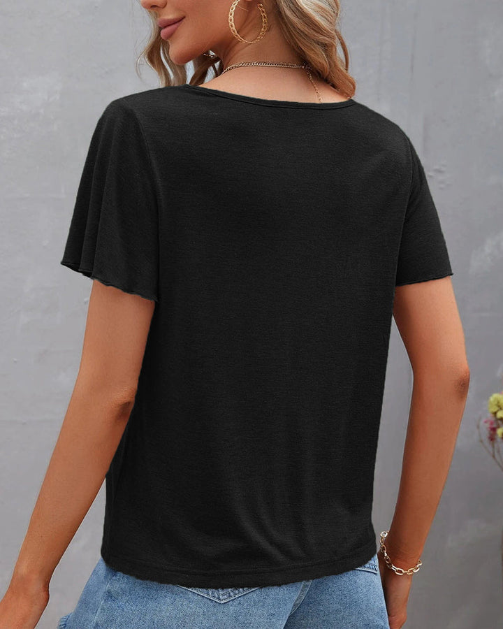 T-shirt z wycięciami w jednolitym kolorze