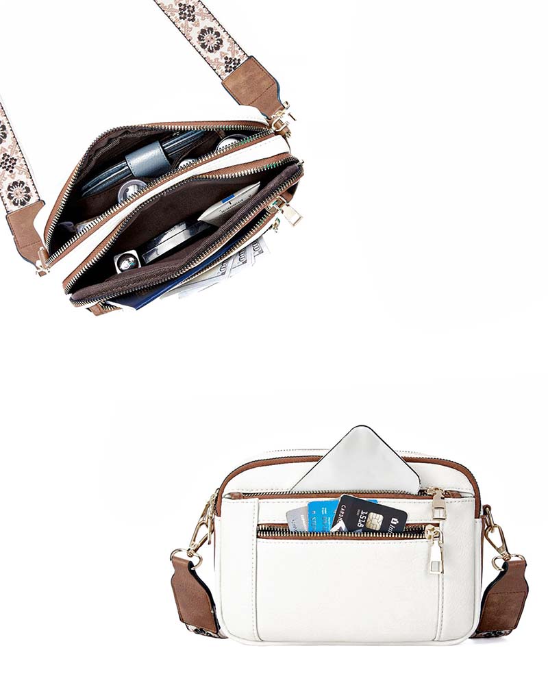 Sac bandoulière zippé multifonctionnel