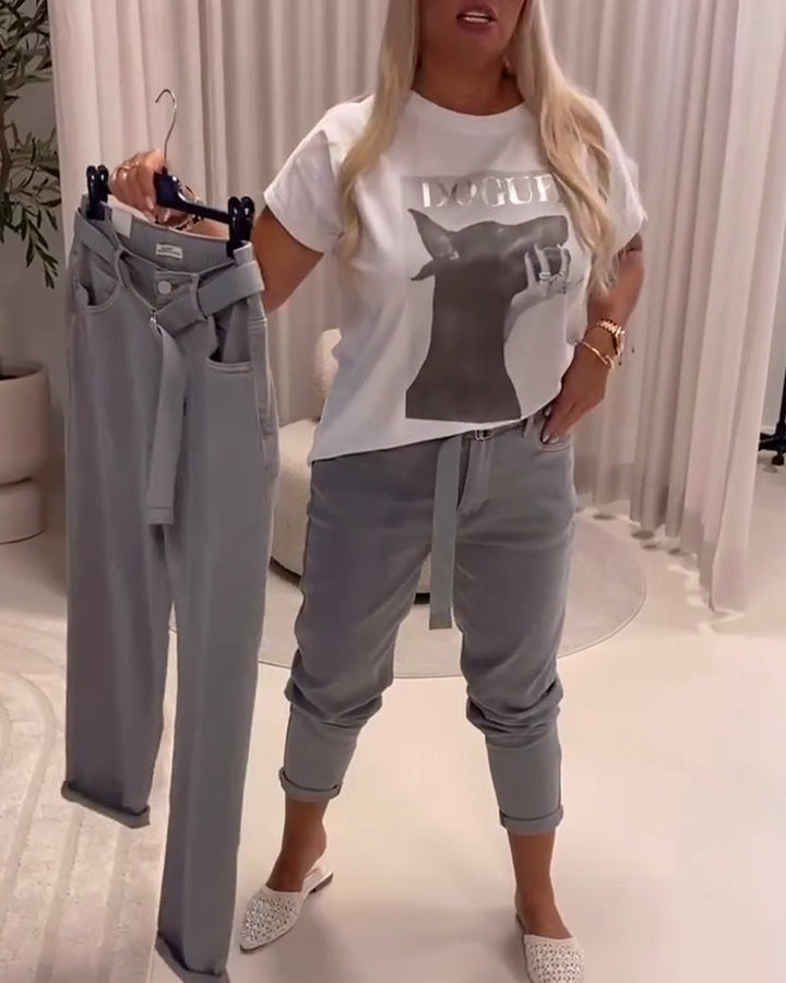 Pantalon Élastique Coupe Slim Décontracté