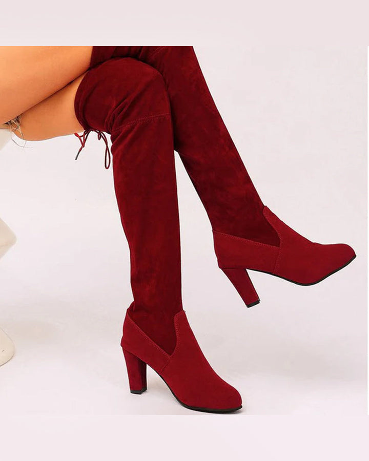 Bottes Élégantes Au-Dessus Du Genou En Daim Synthétique