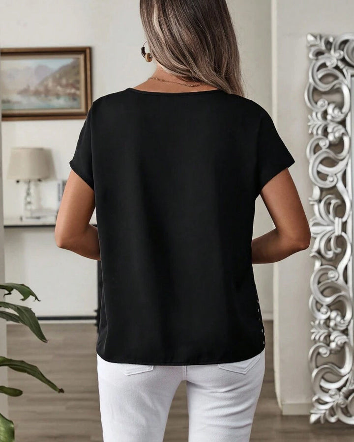T-shirt z okrągłym dekoltem w grochy