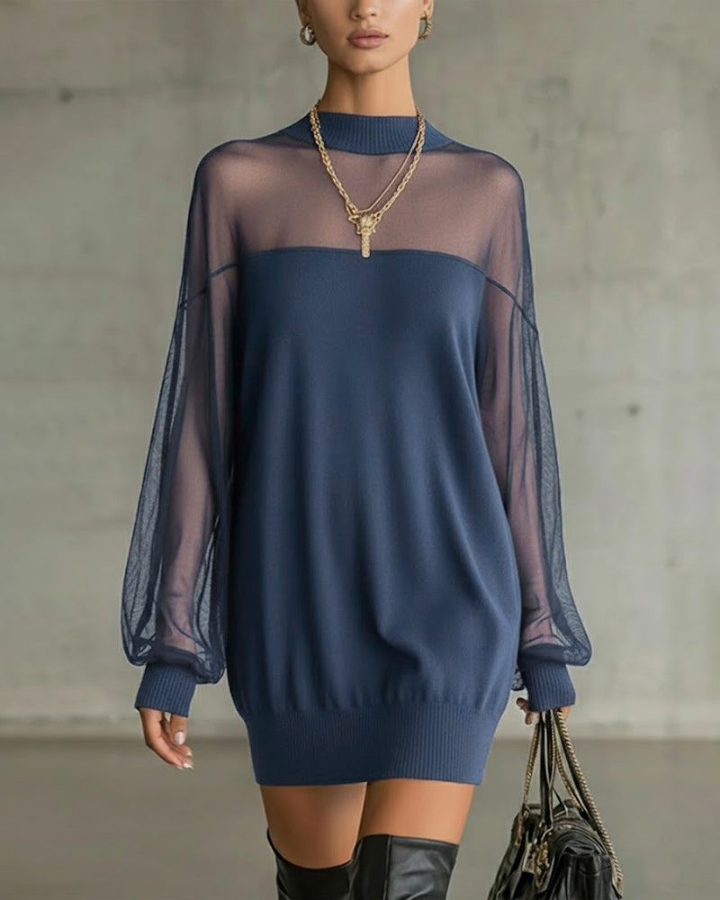 Robe Manche Lanterne Unie Patchwork