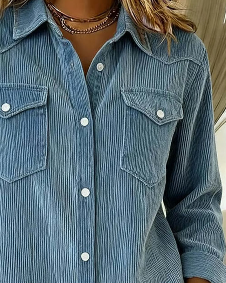 Chemise À Manches Longues À Revers Et Boutonnée