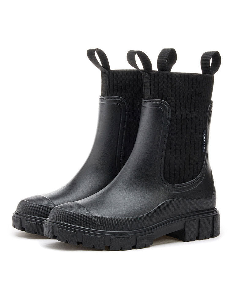 ☔️Bottes Imperméable Anti-Dérapant Semelle Épaisse Mi-Mollet