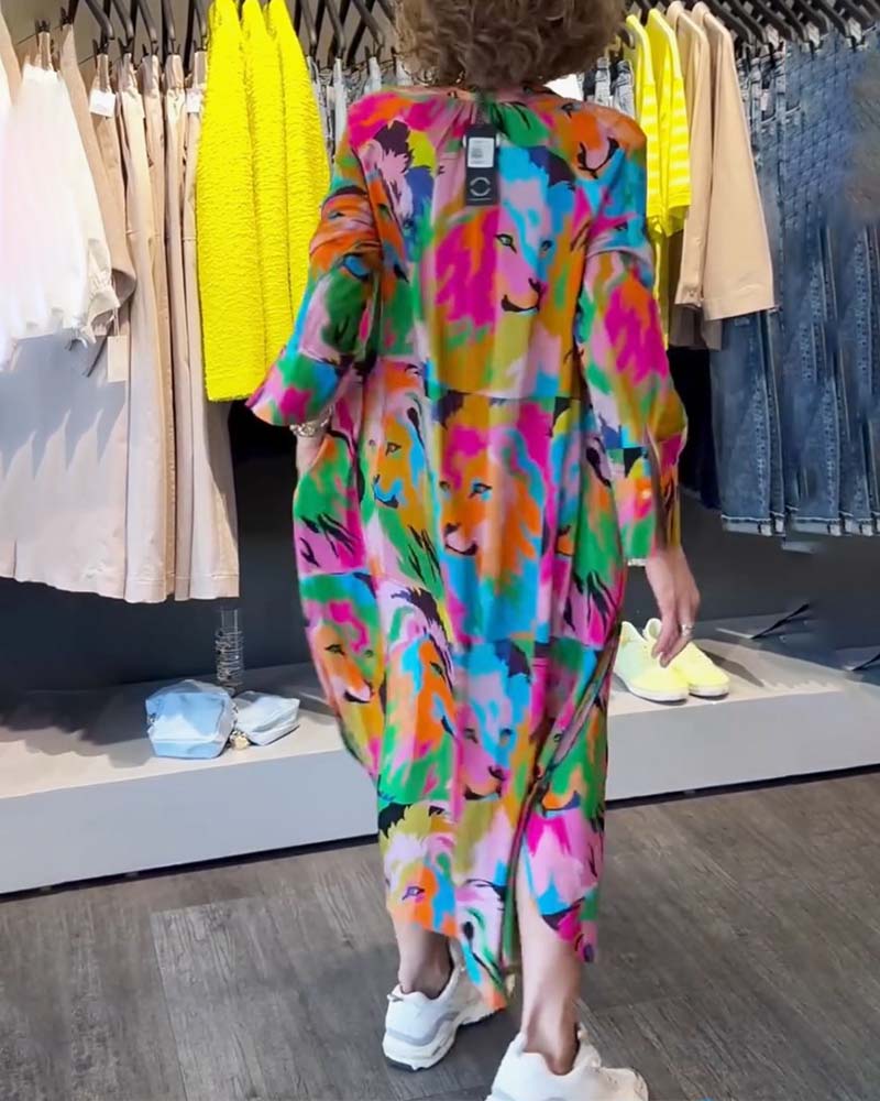 Robe à impression colorée et poches