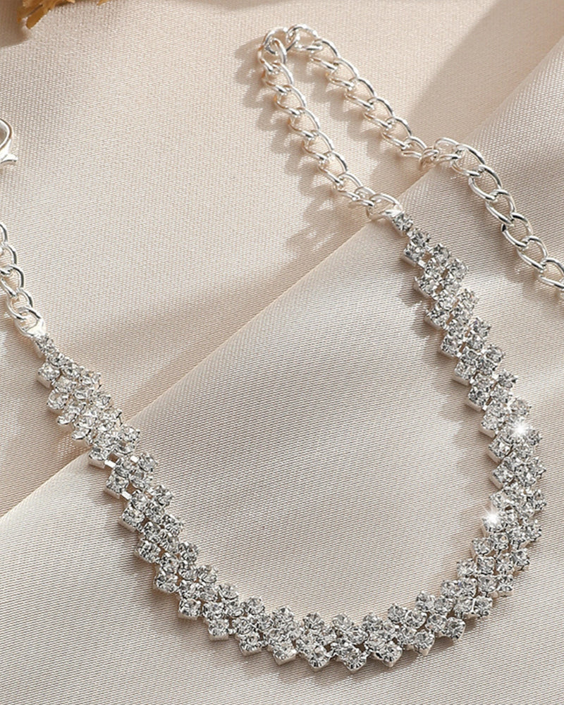 Bracelet de cheville en strass losange irrégulier