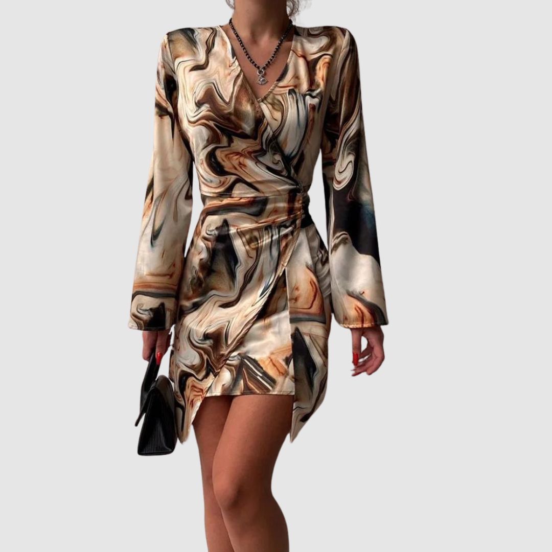 Spencer | Robe portefeuille à imprimé marbré abstrait pour femme