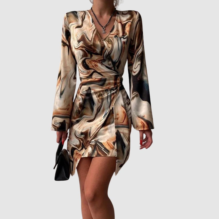 Spencer | Robe portefeuille à imprimé marbré abstrait pour femme