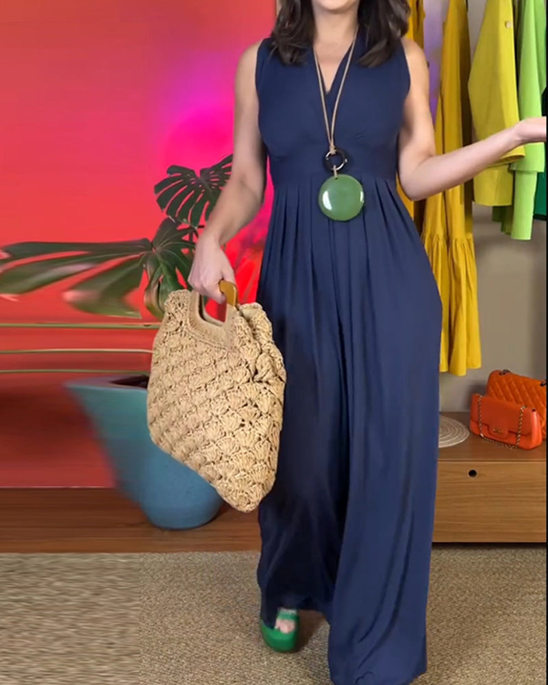 Robe longue slim élégante sans manches