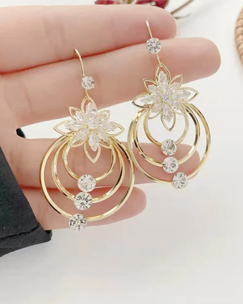 Boucles d'oreilles trois créoles lotus en cristal