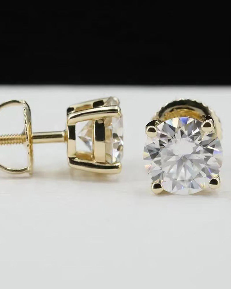 Boucles d'oreilles à tige rondes classiques en zircon