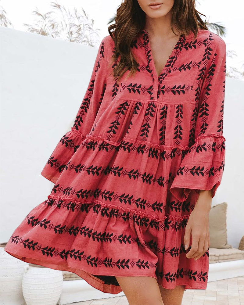 Robe courte élégante à imprimé tendance
