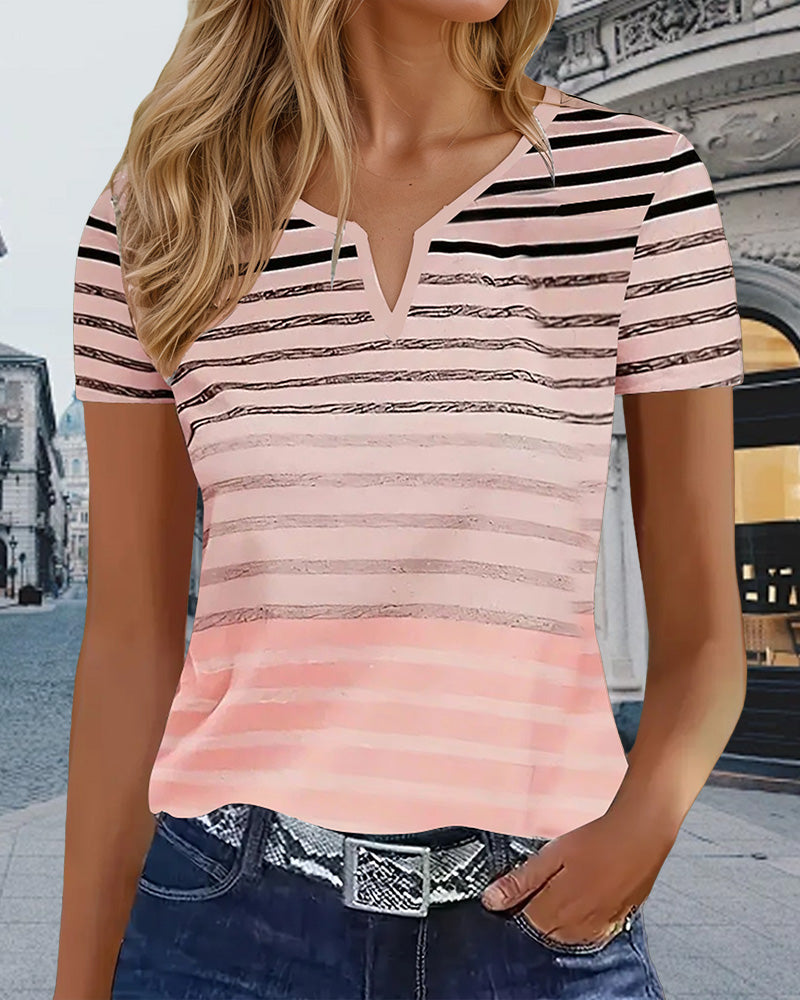 Dopasowany T-shirt w paski w stylu casual
