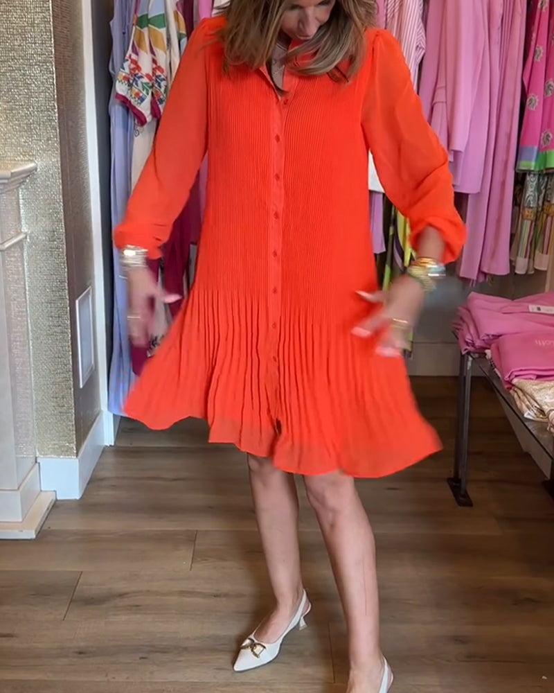 Robe plissée patchwork unie pour femme