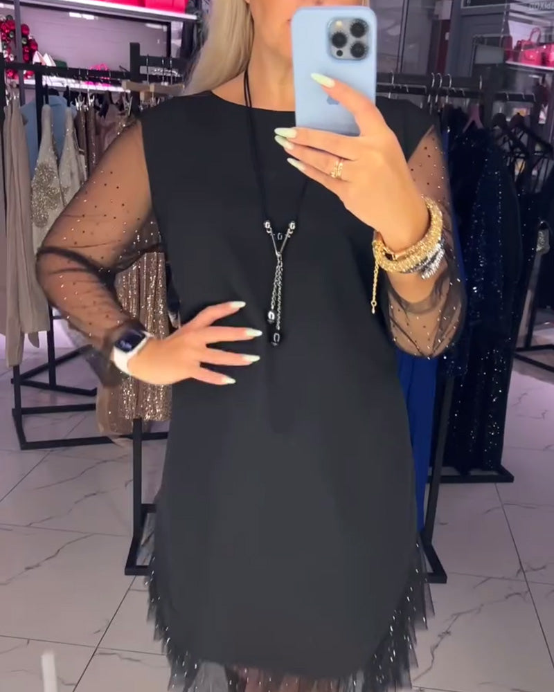 Robe Col Rond Mesh Transparent Couture