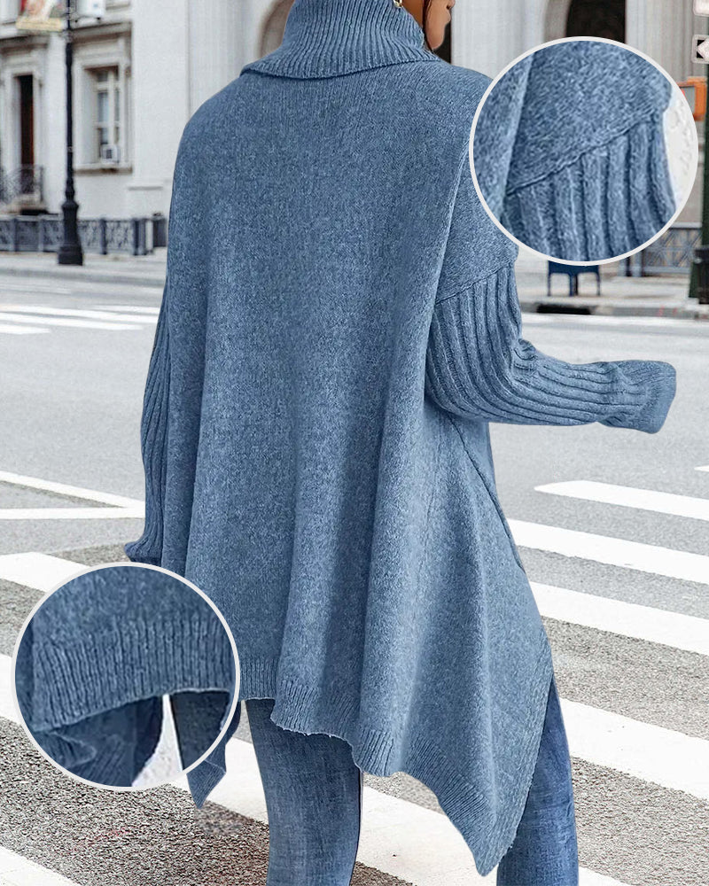 Pull Ample à Col Montant Asymétrique