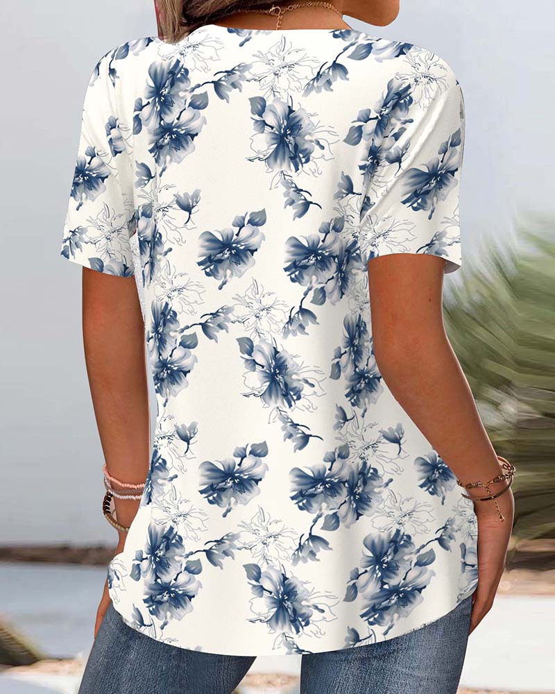 Blouse Imprimé Floral Manches Courtes