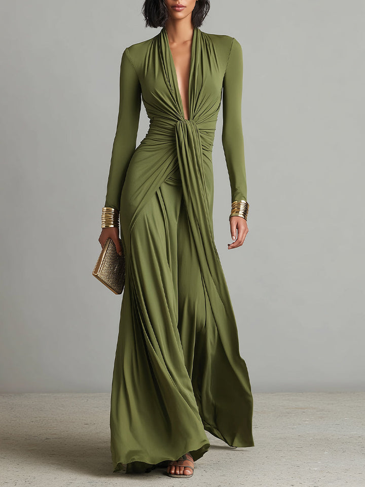 Zofia – Elegancka Sukienka Maxi z Drapowaniem