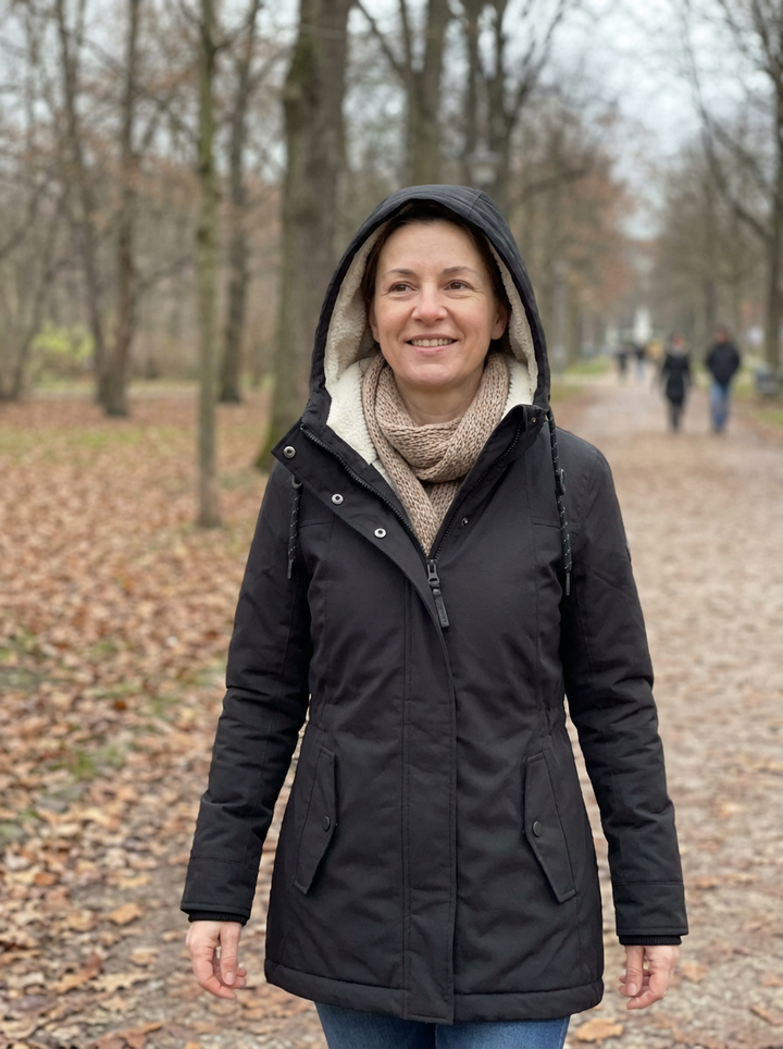 Éliane – długi, wodoodporny płaszcz zimowy damski, ciepły i elegancki