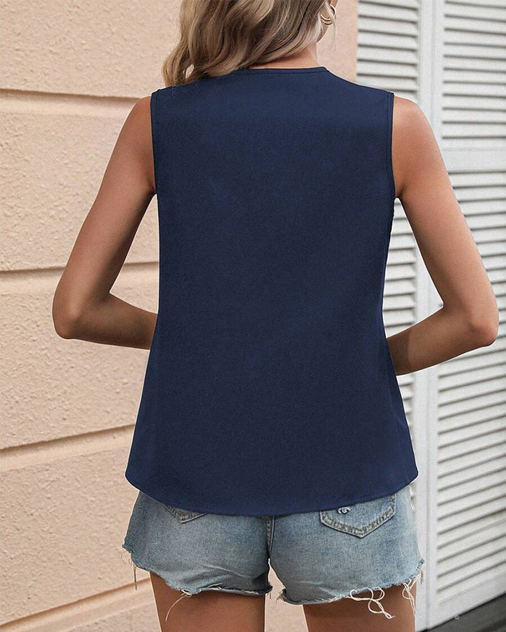 Débardeur Sans Manches Couleur Contrastée Irrégulière