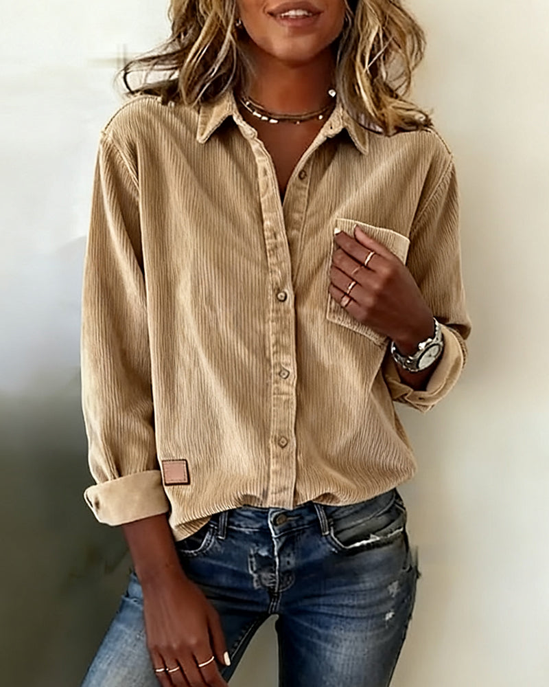 Chemise Tendance Velours Côtelé Revers