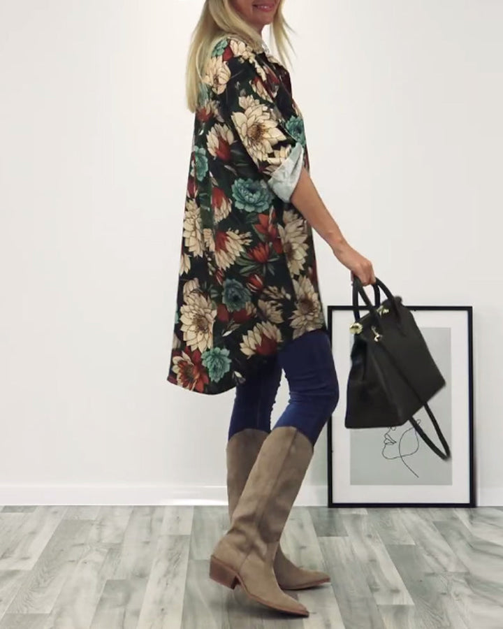 Chemise patchwork imprimé léopard à revers