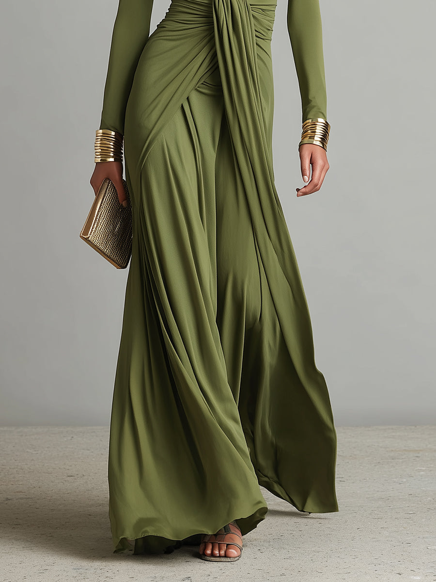Zofia – Elegancka Sukienka Maxi z Drapowaniem