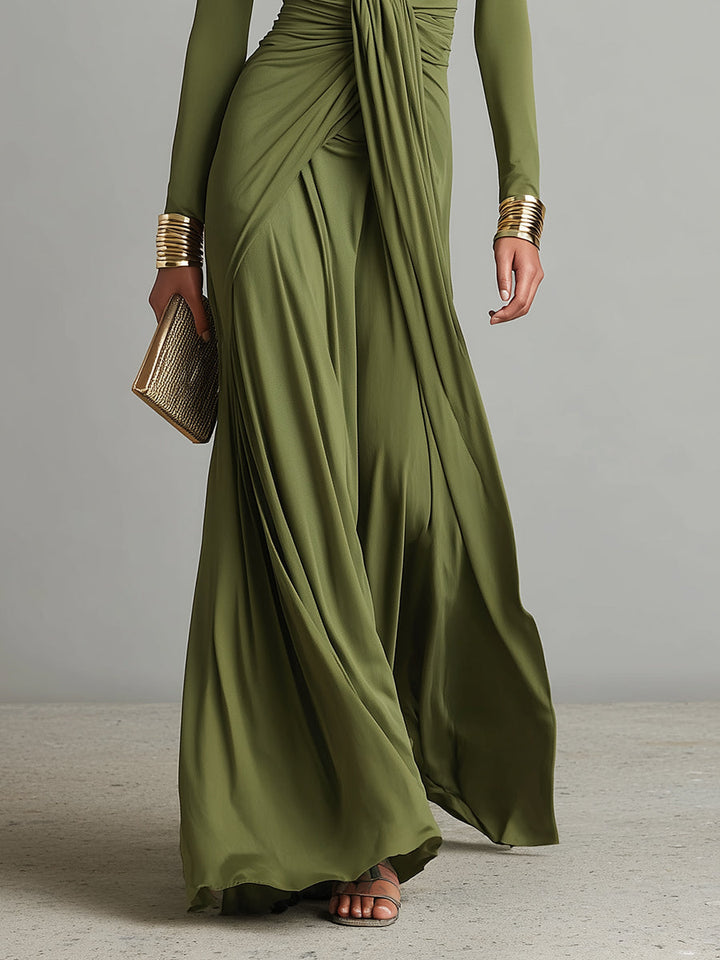 Zofia – Elegancka Sukienka Maxi z Drapowaniem